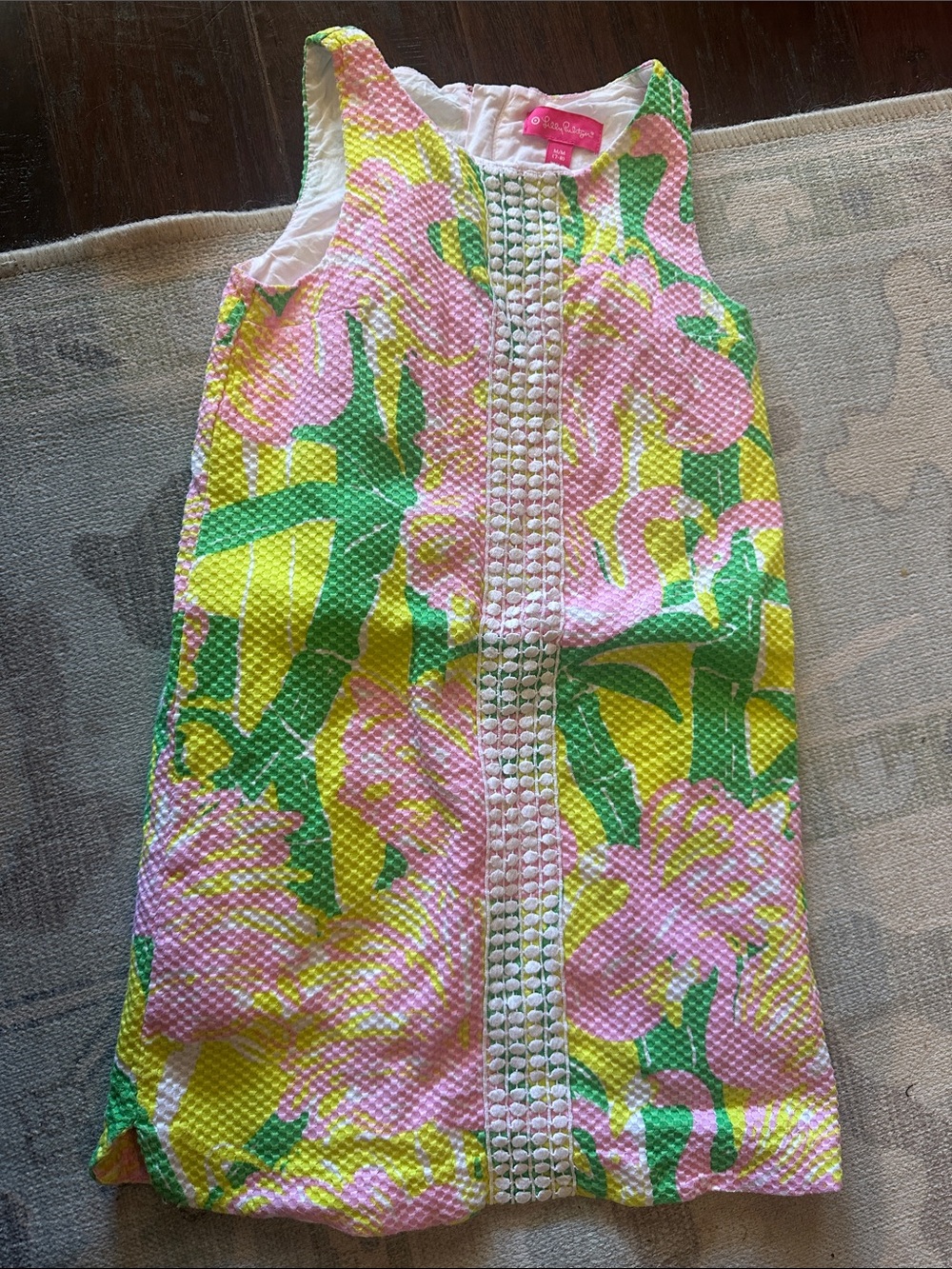 Lilly Pulitzer Pink, Yellow & Green Floral Seersucker Shift Dress